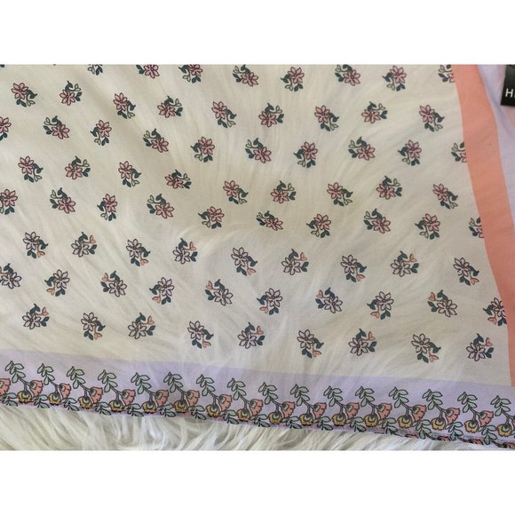 NWT Heart Soul Square Flowered Retro Neck Head Scarf Pastel Colors Pink 16"x16" - Picture 11 of 12